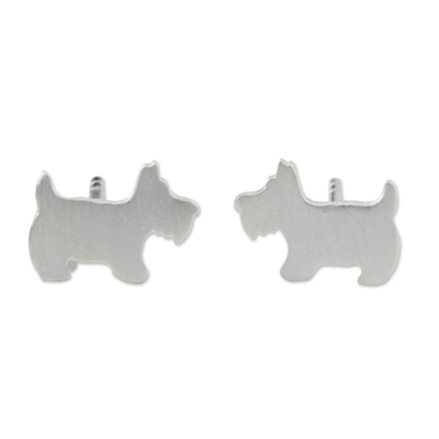 Sterling Silver Scottish Terrier Stud Earrings from Thailand