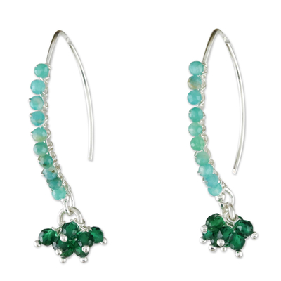 Amazonite Beaded Cluster Earrings from Thailand