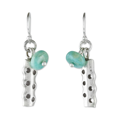 Amazonite and Karen Silver Modern Earrings from Thailand