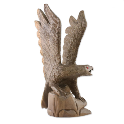 Right-Facing Wood Eagle Sculpture from Thailand