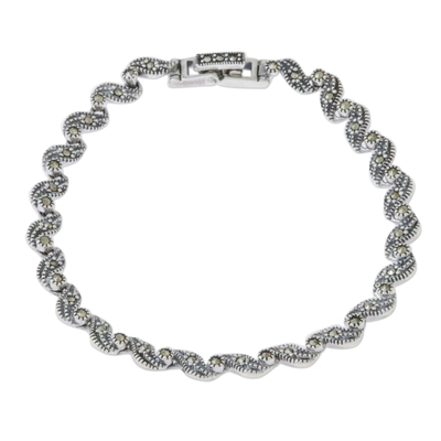 Marcasite and Sterling Silver Link Bracelet from Thailand