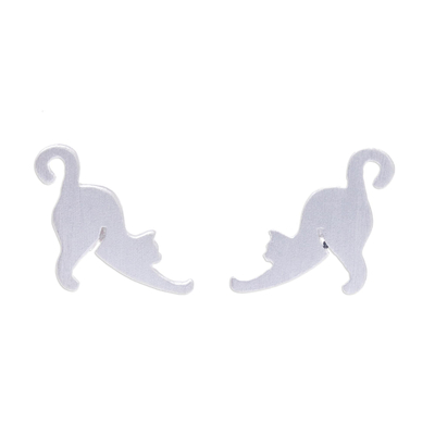 Sterling Silver Cat Stud Earrings from Thailand