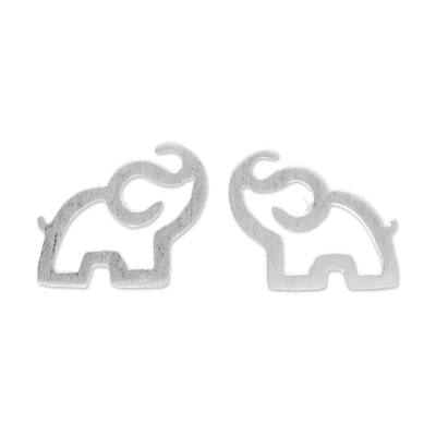 Sterling Silver Elephant Stud Earrings from Thailand