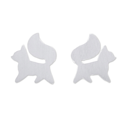 Sterling Silver Fox Stud Earrings from Thailand