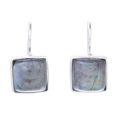 Rhodium Plated Labradorite Drop Earrings from Thailand