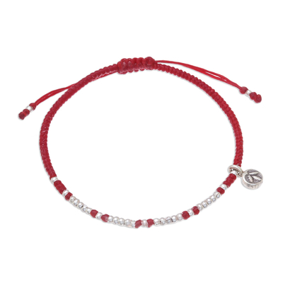 Karen Silver Beaded Bracelet in Red Crafted in Thailand