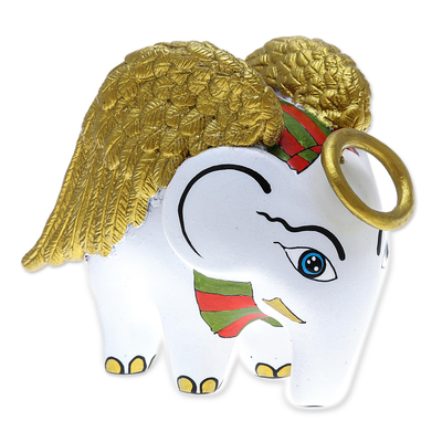 Hand-Painted Ceramic Angel Elephant Figurine from Thailand