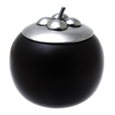 Fruit-Shaped Wood and Pewter Decorative Jar (5 in.)