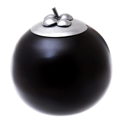 Fruit-Shaped Wood and Pewter Decorative Jar (4 in.)