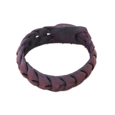 Leather Wristband Bracelet in Dark Brown from Thailand