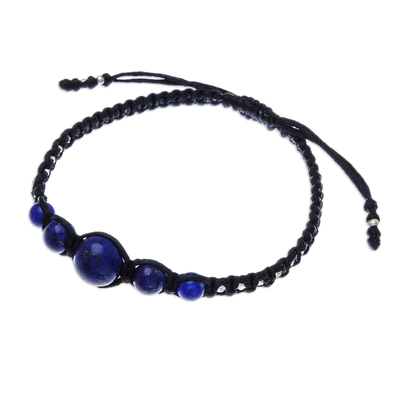 Hill Tribe Lapis Lazuli Beaded Macrame Bracelet