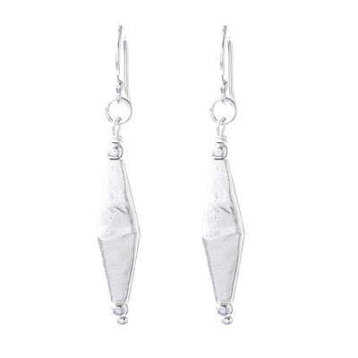 Diamond-Shaped Sterling Silver Dangle Earrings