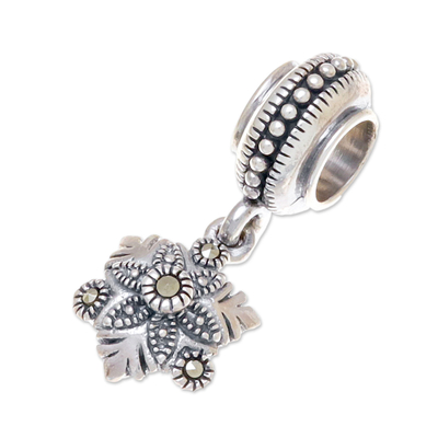 Floral Sterling Silver Bracelet Charm from Thailand