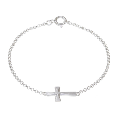 Sterling Silver Cross Pendant Bracelet from Thailand