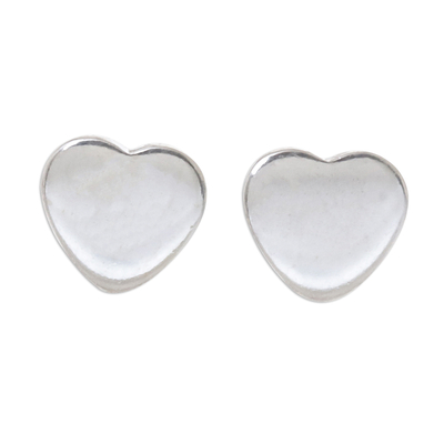 Heart-Shaped Sterling Silver Stud Earrings from Thailand