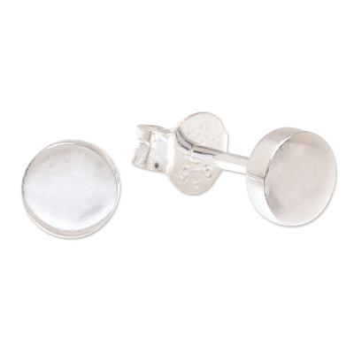 Round Sterling Silver Stud Earrings from Thailand
