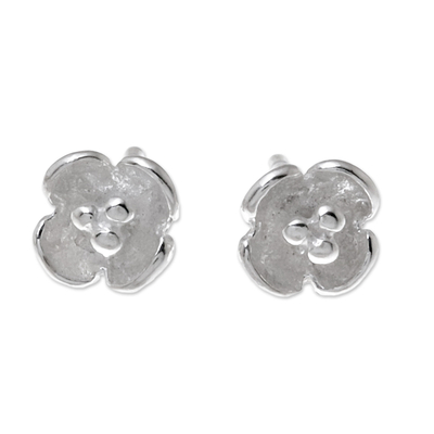 Floral Sterling Silver Stud Earrings Crafted in Thailand