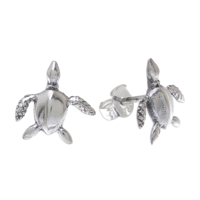 Sterling Silver Sea Turtle Stud Earrings from Thailand