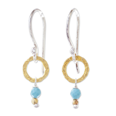 Gold Accented Calcite Dangle Earrings from Thailand
