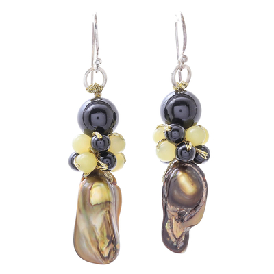 Cultured Pearl and Serpentine Beaded Dangle Earrings