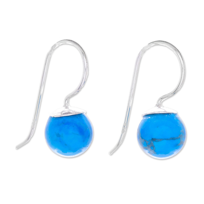Sterling Silver and Recon. Turquoise Drop Earrings