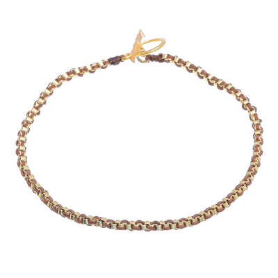 Gold Plated Brass Chain Bracelet in Brown from Thailand