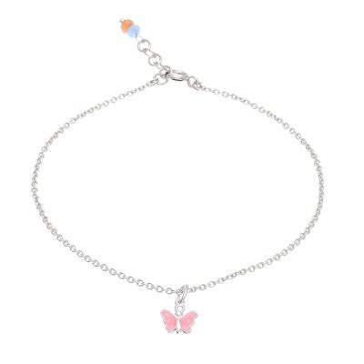 Sterling Silver and Quartz Butterfly Anklet from Thailand