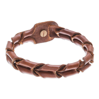 Spiral Pattern Leather Wristband Bracelet from Thailand
