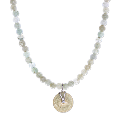 Natural Jade Beaded Pendant Necklace from Thailand