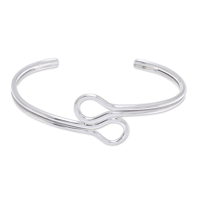 Sterling Silver Drop Motif Cuff Bracelet from Thailand