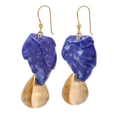 Lapis Lazuli Stone Dangle Earrings Crafted in Thailand