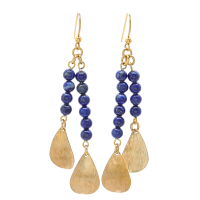 Lapis Lazuli Beaded Dangle Earrings from Thailand