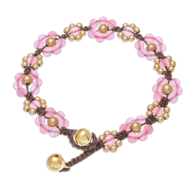 Pink Quartz Beaded Macrame Bracelet from Thailand