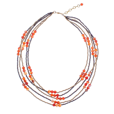 Carnelian Beaded Strand Necklace from Thailand