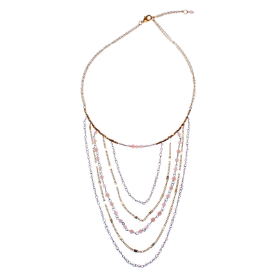 Gold-Accented Moonstone Beaded Strand Necklace from Thailand