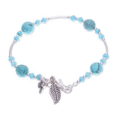 Silver and Reconstituted Turquoise Beaded Bracelet