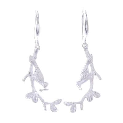 Bird-Themed Sterling Silver Dangle Earrings from Thailand