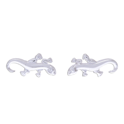 925 Silver Salamander Stud Earrings Handcrafted in Thailand