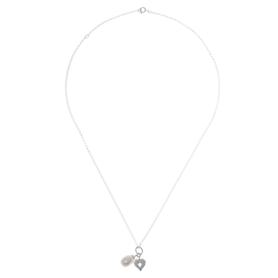 Heart-Shaped Cultured Pearl Pendant Necklace from Thailand