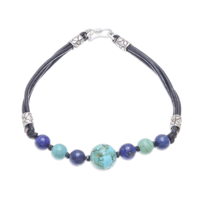 Howlite and Lapis Lazuli Beaded Bracelet from Thailand