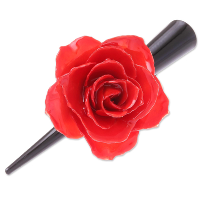 Natural Red Sweetheart Rose Hair Clip from Thailand
