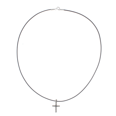 Artisan Crafted Thai Sterling Silver Cross Necklace with CZ