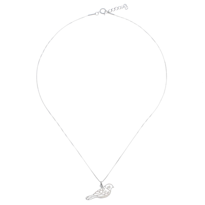 Curl Pattern Sterling Silver Bird Pendant Necklace