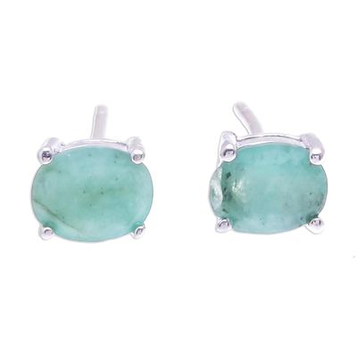 Faceted Emerald Stud Earrings from Thailand