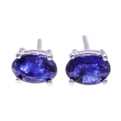 Oval Sapphire Stud Earrings from Thailand