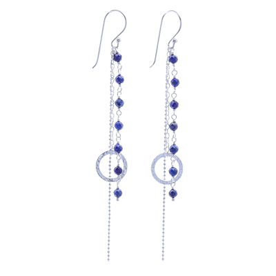 Lapis Lazuli Dangle Earrings with Sterling Rings