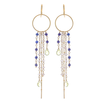 Gold Plated Multi-Gemstone Waterfall Earrings from Thailand