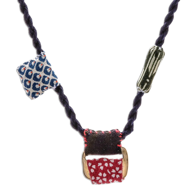 Printed Cotton Pendant Necklace Crafted in Thailand