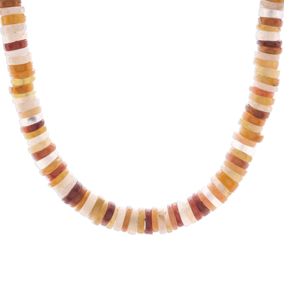 Jade Beaded Necklace in Brown from Thailand