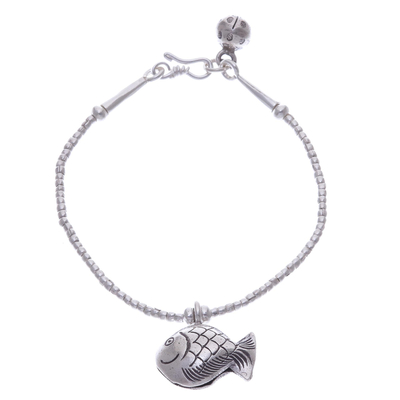 Karen Hill Tribe Silver Goldfish Bracelet with Ringing Bells